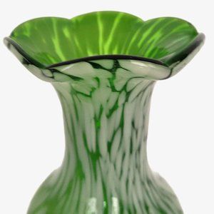 Vintage MCM Hand Blown Green Confetti Glass Vase